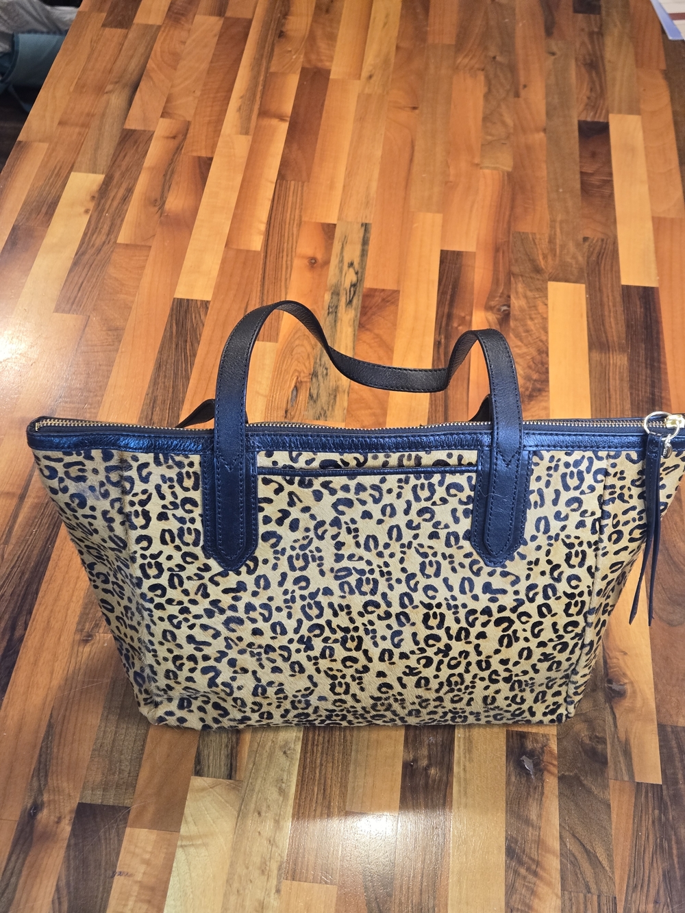 Fossil Leopard Print Haircalf Tote